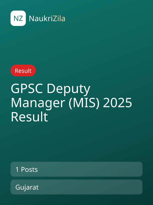 GPSC Deputy Manager (MIS) 2025 Result