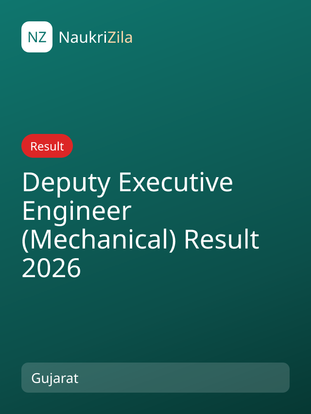 Deputy Executive Engineer (Mechanical) Result 2026